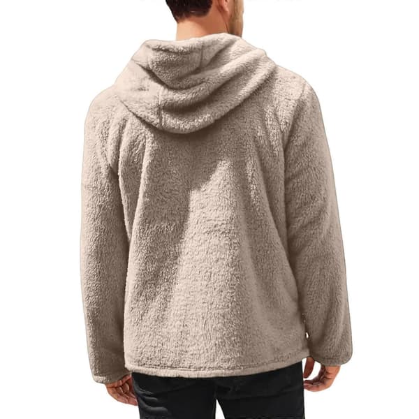 Herrplyschkappa Fluffig ullkofta med öppen framsida, knappar, vintervarm, tjockt foder, marinblå XXXL Navy Blue XXXL