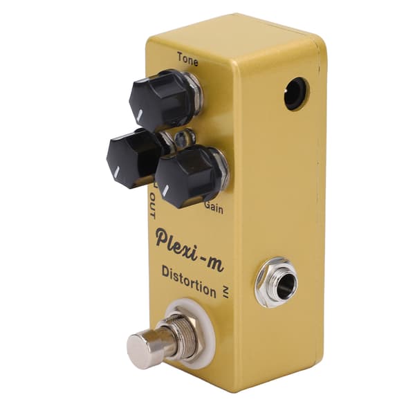 Gitarreffekt Fuzz Overload Distortion Pedal Metall Gyllene True Bypass Switch för Elektrisk Bas
