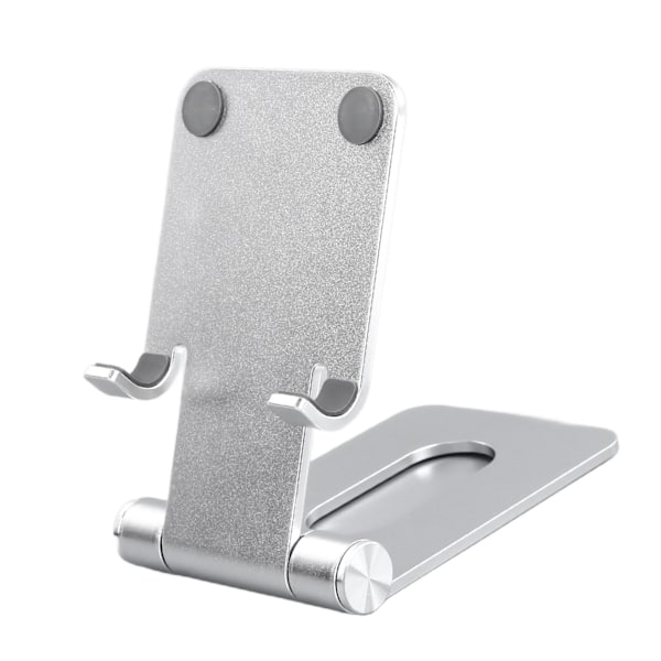 Fällbart Mobiltelefonställ i Aluminiumlegering, Vikbart Skrivbordsställ för Mobiltelefon, Silver