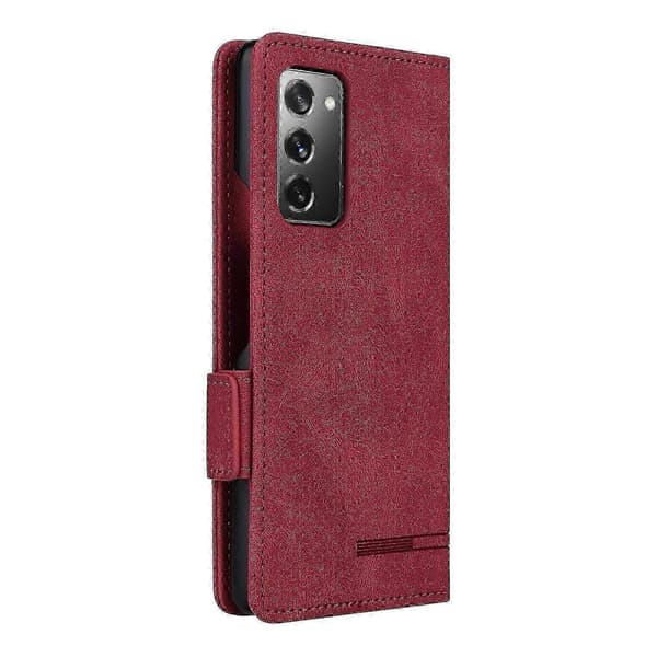 Kompatibel med Galaxy Z Fold2 5G magnetisk flip læderetui med sikker lås Red