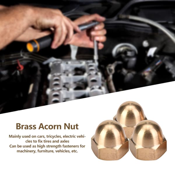 Messing Acorn Nut Kit Dome Hoved Hætte Hex Møtrikker Sæt Køretøjsfastgørelser (M12, 5 stk)