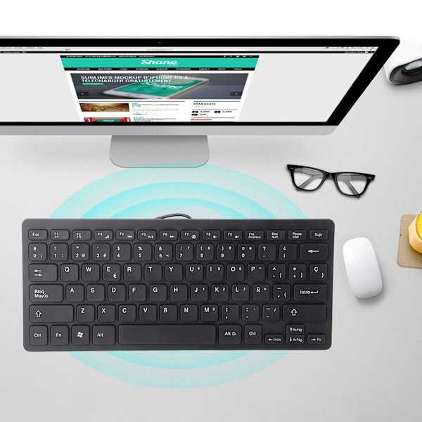 Kablet Mini Bærbar Spansk Tastatur USB Interface til Stationær Computer Ultratynd 78 Taster