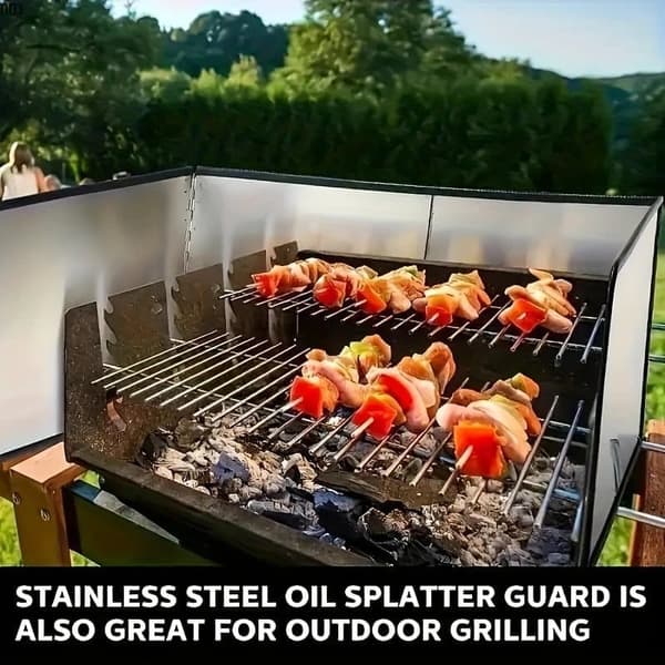 【03】Foldable Stainless Steel Splatter Guard - Splatter Guard Compatible with Kitchen Stove, Easy to Clean