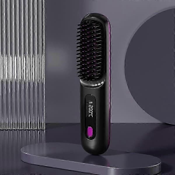 【03】Trådløs Varmebørste / Glattebørste – Elektrisk Keramisk Børste med USB, LCD og Ionfunktion, Genopladelig