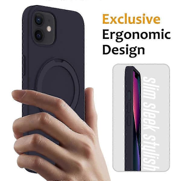 【03】Magnetic Case for iPhone 11 with Ring Stand PC+Silicone Drop-proof Phone Case Sti Style I