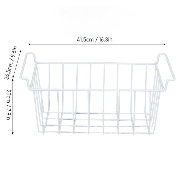 【03】2 pcs Freezer Basket Storage Baskets with Hanging Metal Rack, PE Coating{HH} 41.5X24.5X20CM