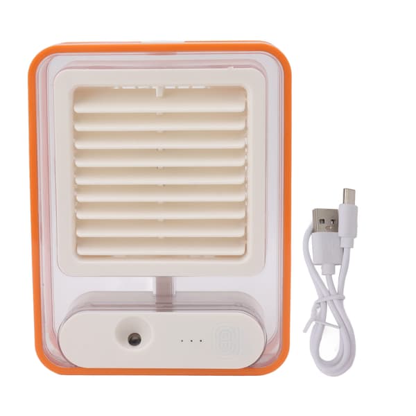 Bordluftkøler USB-opladning Orange Bærbar Mini Desktop Luftfugter Ventilator Lav Støj med Farvet Natlys