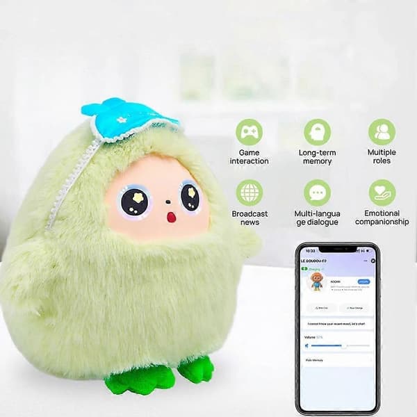 【03】AI Plyschrobot med Smart Röst & LED-ögon, Tuya App-kontroll Interaktiv Sällskapsleksak, USB Uppladdningsbart E-husdjur