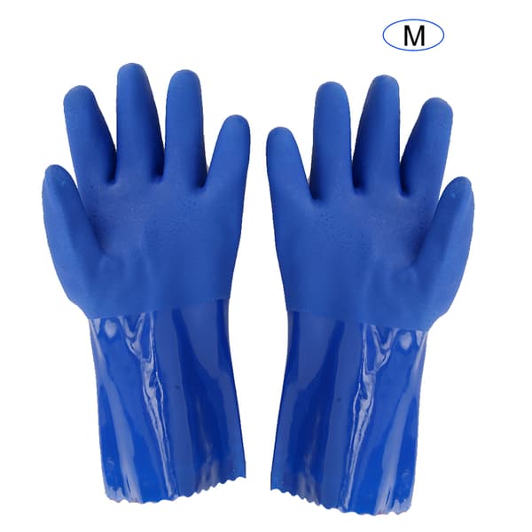 PVC Kemikalieresistenta Handskar Stickad Bomullsfodrad Rak Ärm Skyddshandskar Halkfria (M)