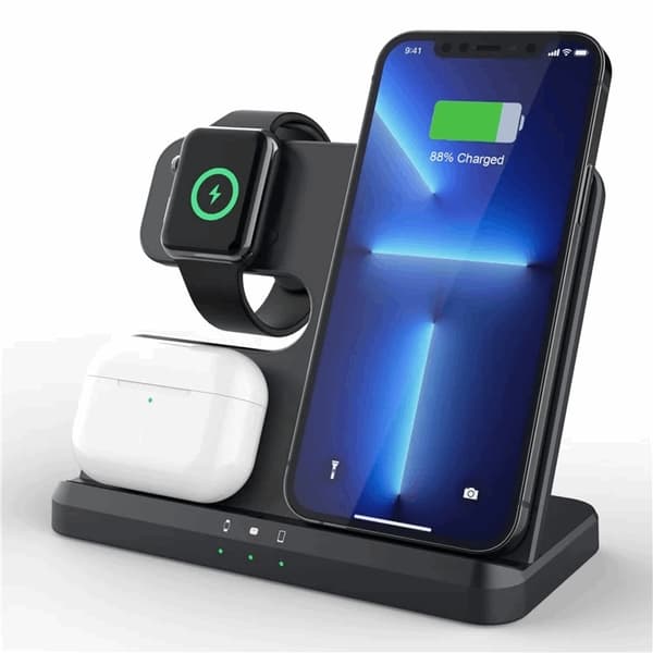 【03】3-i-1 Trådløs Oplader Samsung Galaxy - Buds - Watch Sort Svart black