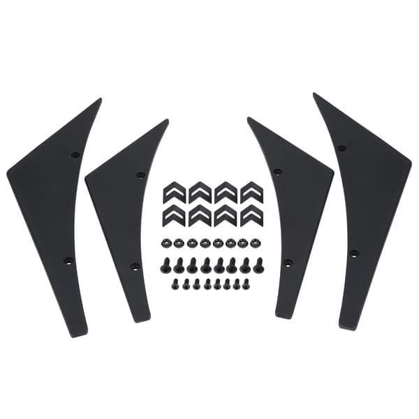4 stk. Bil Front Kofanger Læbe Splitter Finner Canards Body Spoiler Universal Sort