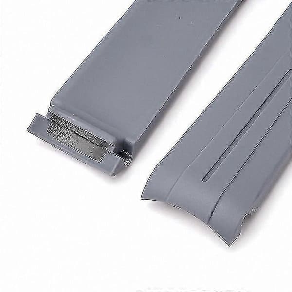 20MM TPU Arc-klockarmband med silverfärgat spänne för Omega- och Swatch-armband Light Grey