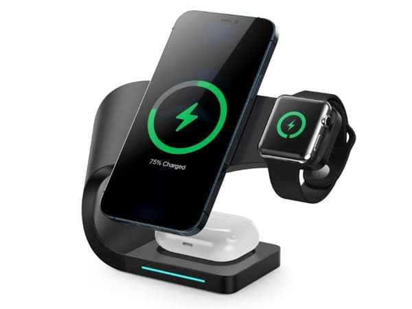 【03】Apple Magnetisk Hurtig Trådløs Opladningsstation Sort