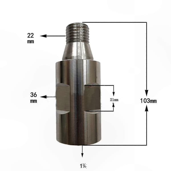 M22-adapteri timanttiporakoneeseen 1-1/4-7-kierteellä, vakiokiinnitys, Fxdp