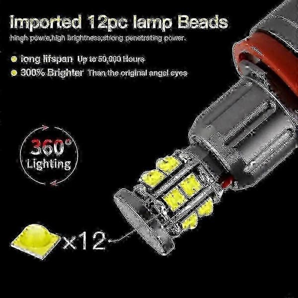 120W H8 LED Angel Eyes-strålkastare, 6000K felfria, 2 st. kompatibla med BMW E82 E90 E92 E93 E60 E61 E64 F01 F02