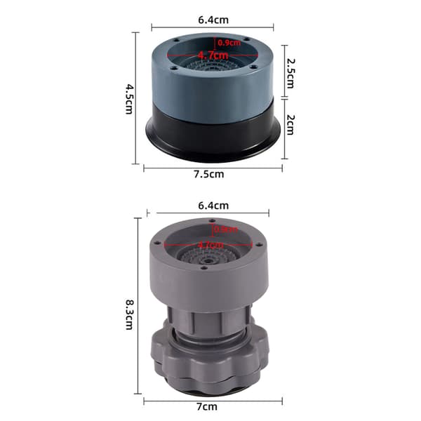 Stötsäkra halkfria fötter för tvättmaskinsbas (4-pack)