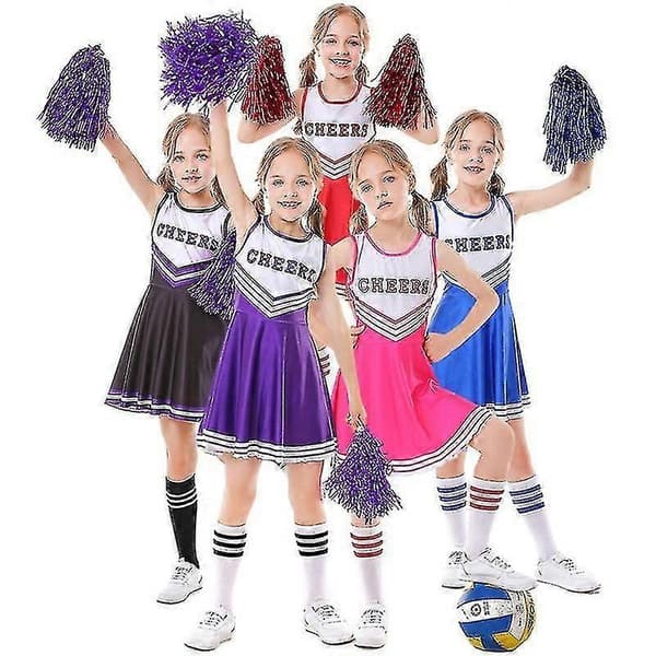 Cheerleader-kostume til kvinder, pigeuniform med pomponer til Halloween og gymnasium red 150cm