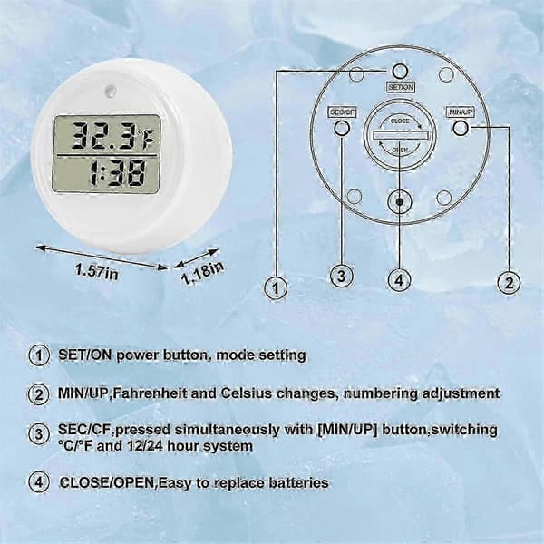 Isbadstermometer og timer, vandtermometer kompatibel med isbad, vandtæt tilbehør til koldt bad Valkoinen