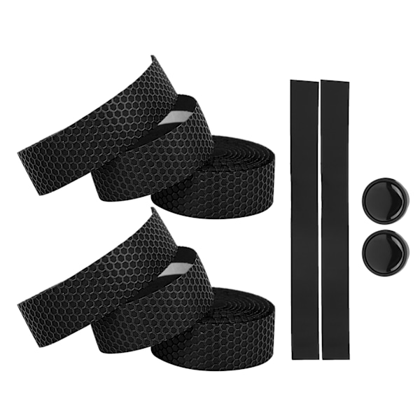 Mountainbike Styr Wrap Cykel Anti-Slip Styrbånd med 2 stk. Styrpropper (Sort)