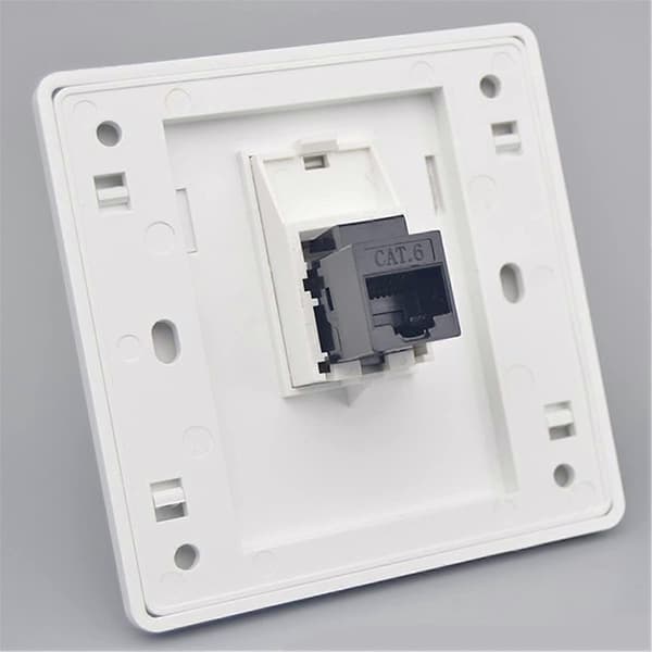 Hun til Hun CAT6 Gigabit Dobbelt Pass Netværksvægstik RJ45 LAN Internet Frontplade Lige Strømstik, 86x86mm (LAN x 1)
