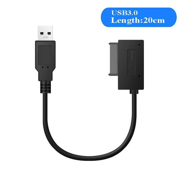 USB 3.0 optisk enhet för bärbar dator USB till SATA 7+6P adapterkabel, SATA till USB enkel drivkabel.
