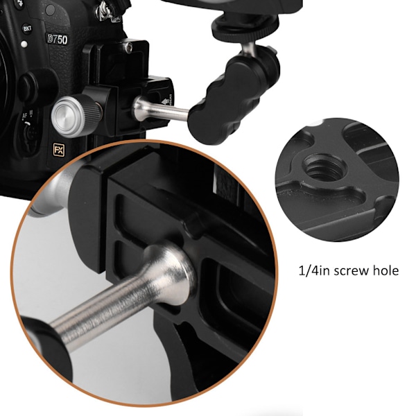 Mini Clamp Extender med Cold Shoe 1/4' Skruvhål för L-fäste Snabbkopplingsplatta