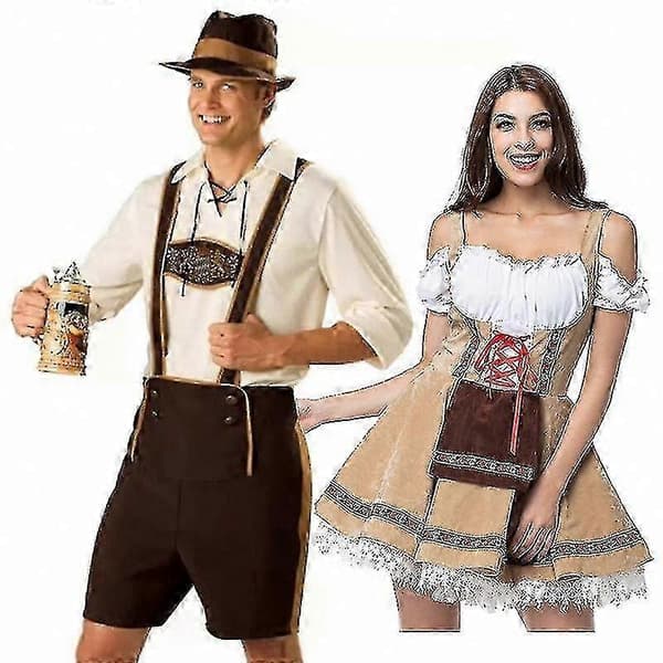 Festlig Oktoberfestkostym för par, bartender och servitris, cosplay, festklänning, karneval, paradkostym Man 2XL