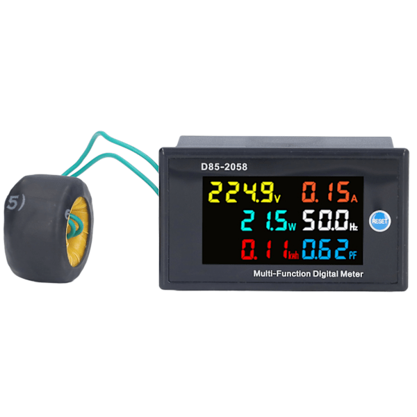 Effektmätare Enfas LCD Digital Display Spänning Strömmätare Testare AC 200‑450V