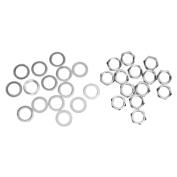 G3/8 Invändig Gänga Mutter Metallbricka Kit Instrument Jack Fästelement för Elgitarr Bas Silver