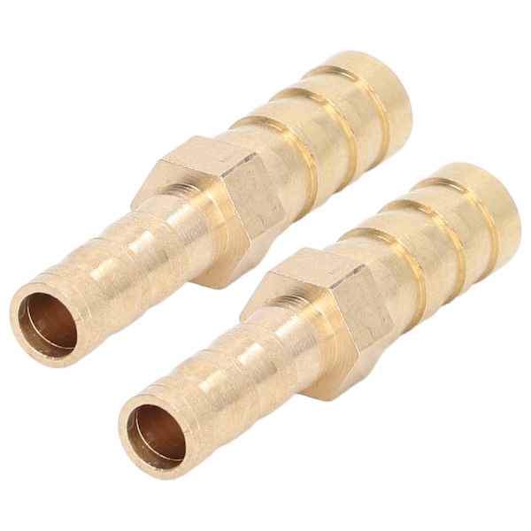 2 stk. Barbed Fitting Splicer Messing Slange Studs Reducer Hex Reducerende Studs Connector 8mm(5/16in) til 6mm(1/4in)