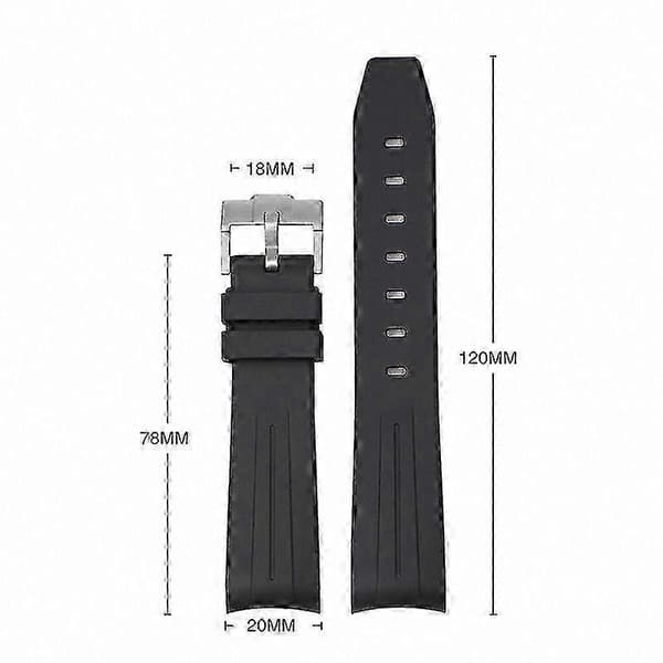 20MM TPU Arc-klockarmband med silverfärgat spänne för Omega- och Swatch-armband Brown