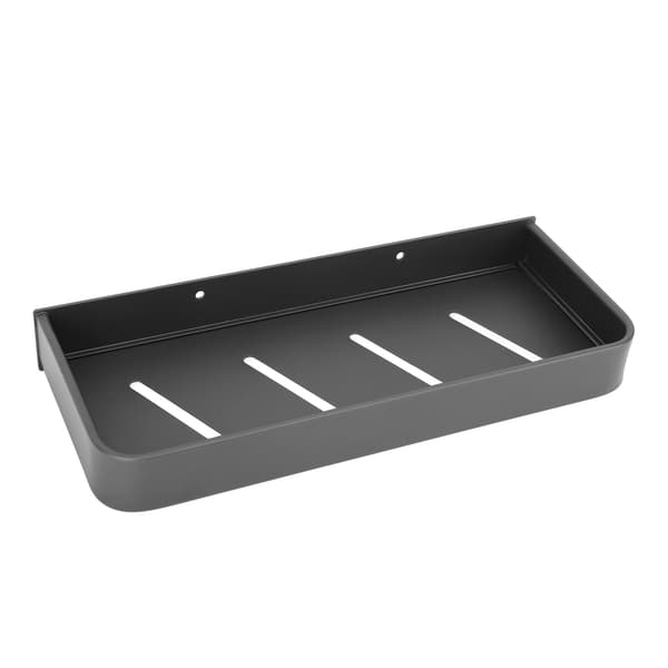 Brusehylde Rum Aluminium Rustfri Glat Enkel Sort Robust Badeværelsesvæghylde med 5 Kroge til Køkken Vaskerum 30 cm