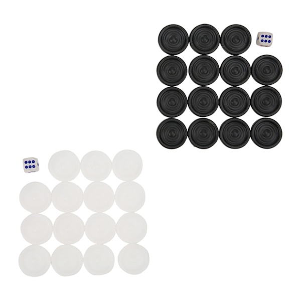22mm Plast Sort Hvid Backgammon Brikker Spil Brikker Sæt Børn Legetøj
