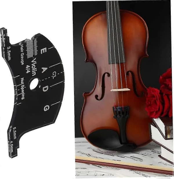 Violinbro, 4/4 Violinbro Gribebrætsskraber Kulfiber Sort Multifunktionel Skabelon Reparationsreferenceværktøj Sort (1 stk)