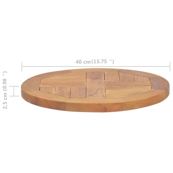 【03】vidaXL Table Top Solid Teak Round 2.5 cm 40 cm Brun Brun brown