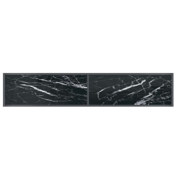 【03】vidaXL Console table black 180x35x75.5 cm tempered glass Svart Svart black