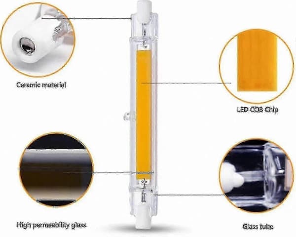 Dæmpbar 30W varmhvid LED R7s-pære, 118 mm lineær pære, 3000 LM 3000K halogenudskiftning 2pcs