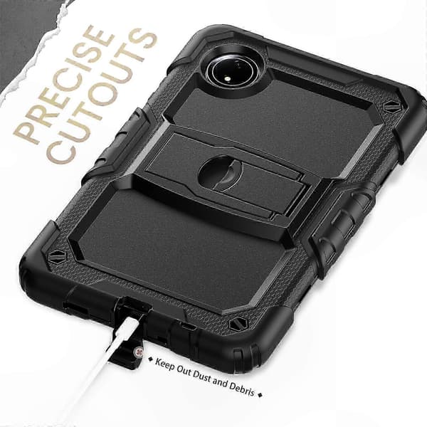 Universal silikonecover til tablet med skulderrem og holder til 8,7-tommer enheder Black