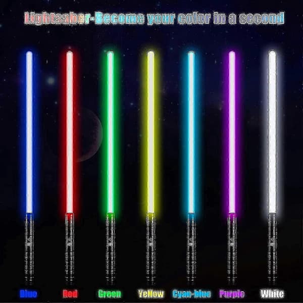 RGB lyssværd lasersværd med 7 farveskiftende tilstande og elektroniske FX lydeffekter til cosplay og samleobjekter Silver