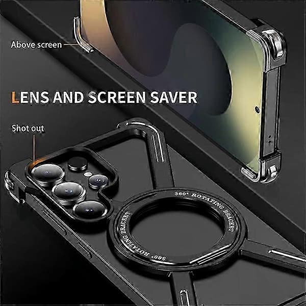 Metallramsfodral för Galaxy S25 Ultra, kantlös design med MagSafe-stativkompatibilitet Black