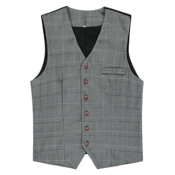 Herre V-hals ternet vest slank klassisk vest (hji) Gray XS