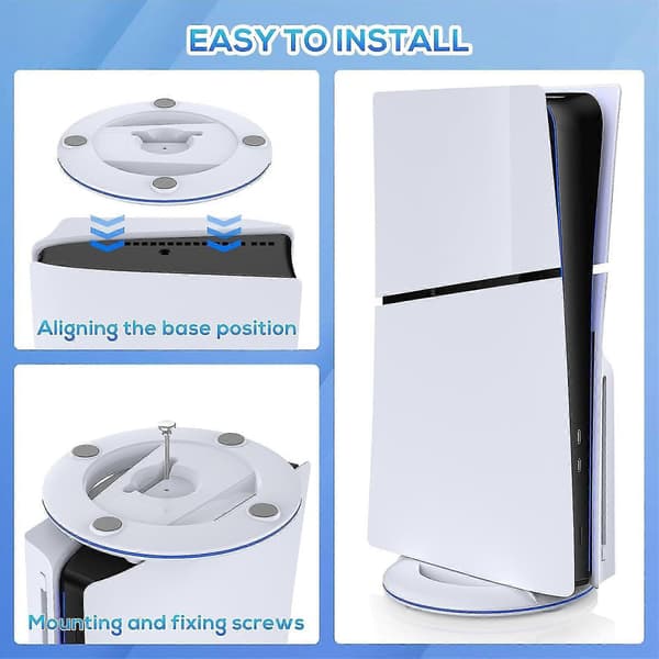 Lodret stativ til PS5 Slim-konsol, PS5 Slim-basestativ med skrue og 2 USB-porte til PS5 Slim-konsol, disk og digital udgave A normal