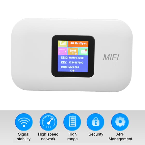 Bärbar 4G LTE WiFi Hotspot med SIM-kortplats - 150 Mbps hastighet, Stöder 10 användare - Perfekt för resor