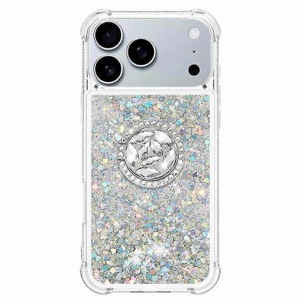 Quicksand TPU-kuori jalustalla 17 Pro Max iskunkestävä kotelo Silver