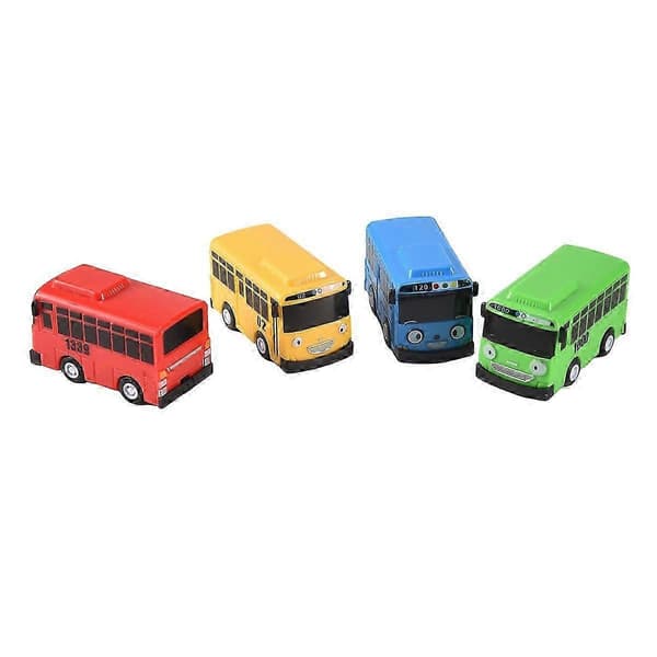 Lille Bus Mini Plastik Træk Tilbage Blå Rød Gul Grøn Bus Bil Model