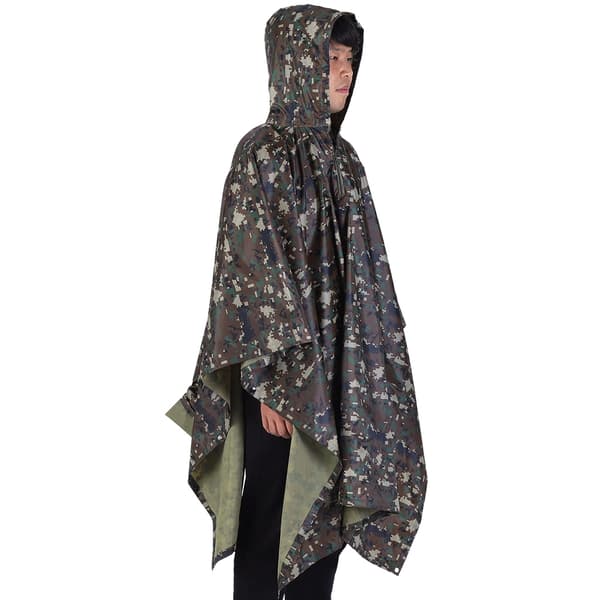 Högkvalitativ Armé Vattentät RipStop Huva Regn Militär Poncho Camping Vandring