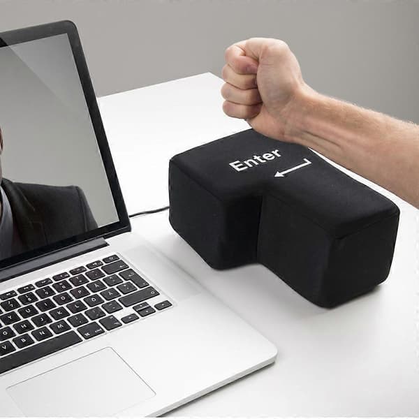 【03】Stor Enter-knap USB Computer Skrivebordspude Kreativ Ventil Enter-tast Håndledsstøtte (Sort)