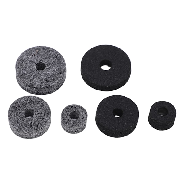 6-pack Trumfiltpad Set Flera Storlekar Cymbal Halkfri Bricka Ersättning Svart och Grå