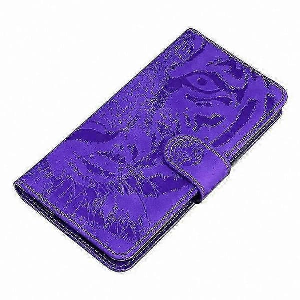 Pungcover med tigerpræget læder til Galaxy A26 5G Purple