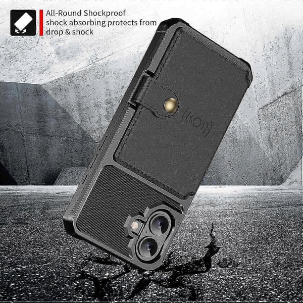 Til iPhone 17 Etui med kortholder PU Læder + TPU Telefon Bagcover